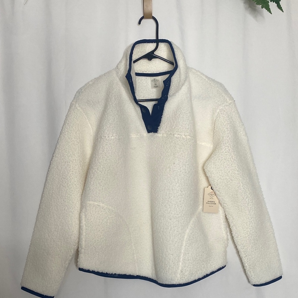 St. John's Bay Kids Sherpa Pullover - Cream and Navy